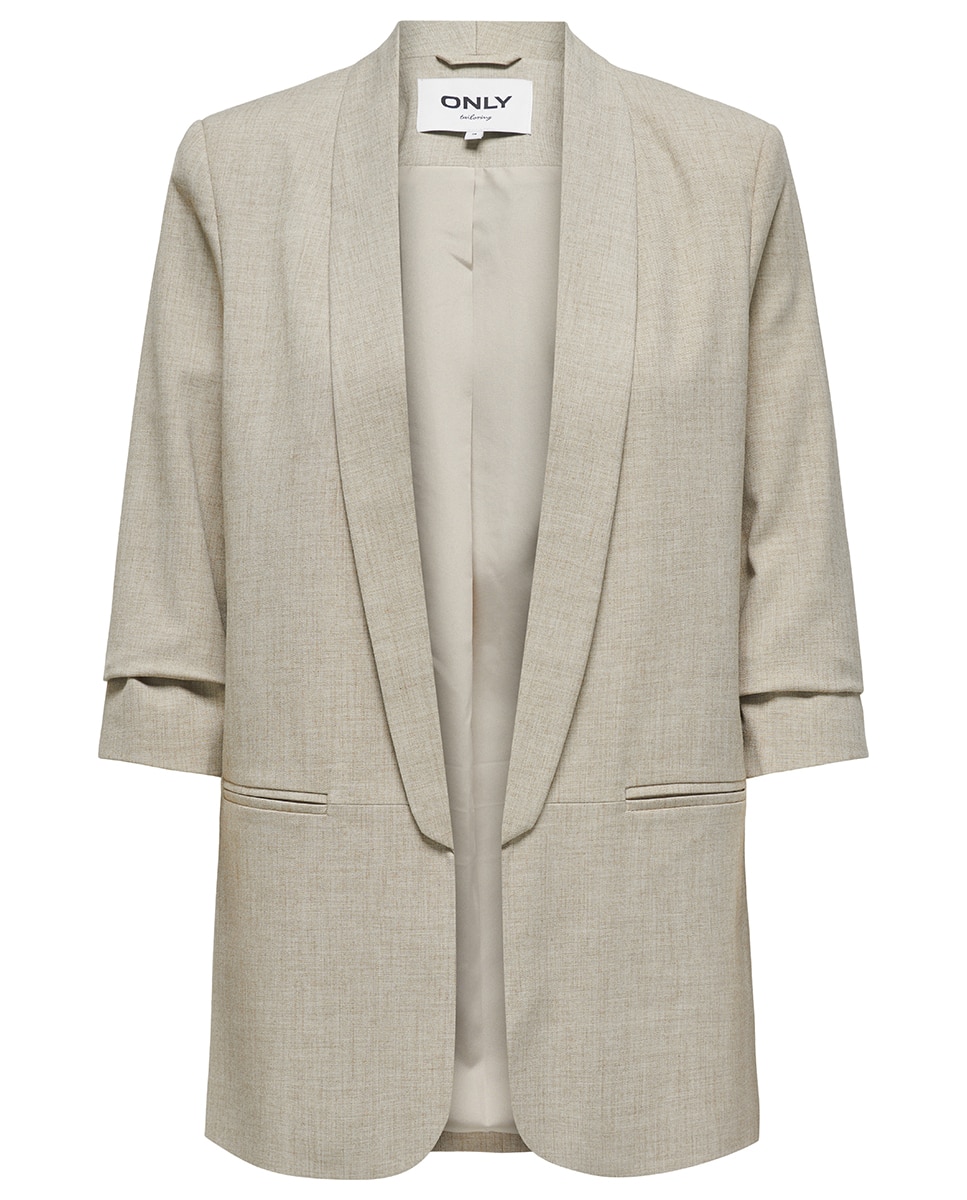 Blazer de manga 3/4 com lapelas Branco-gelo-5