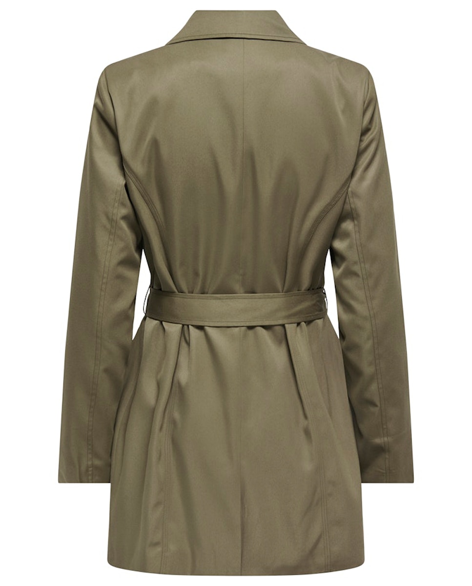 Gabardina de mujer con doble abotonadura y cinturón - Only - Blanco hielo Gris-4