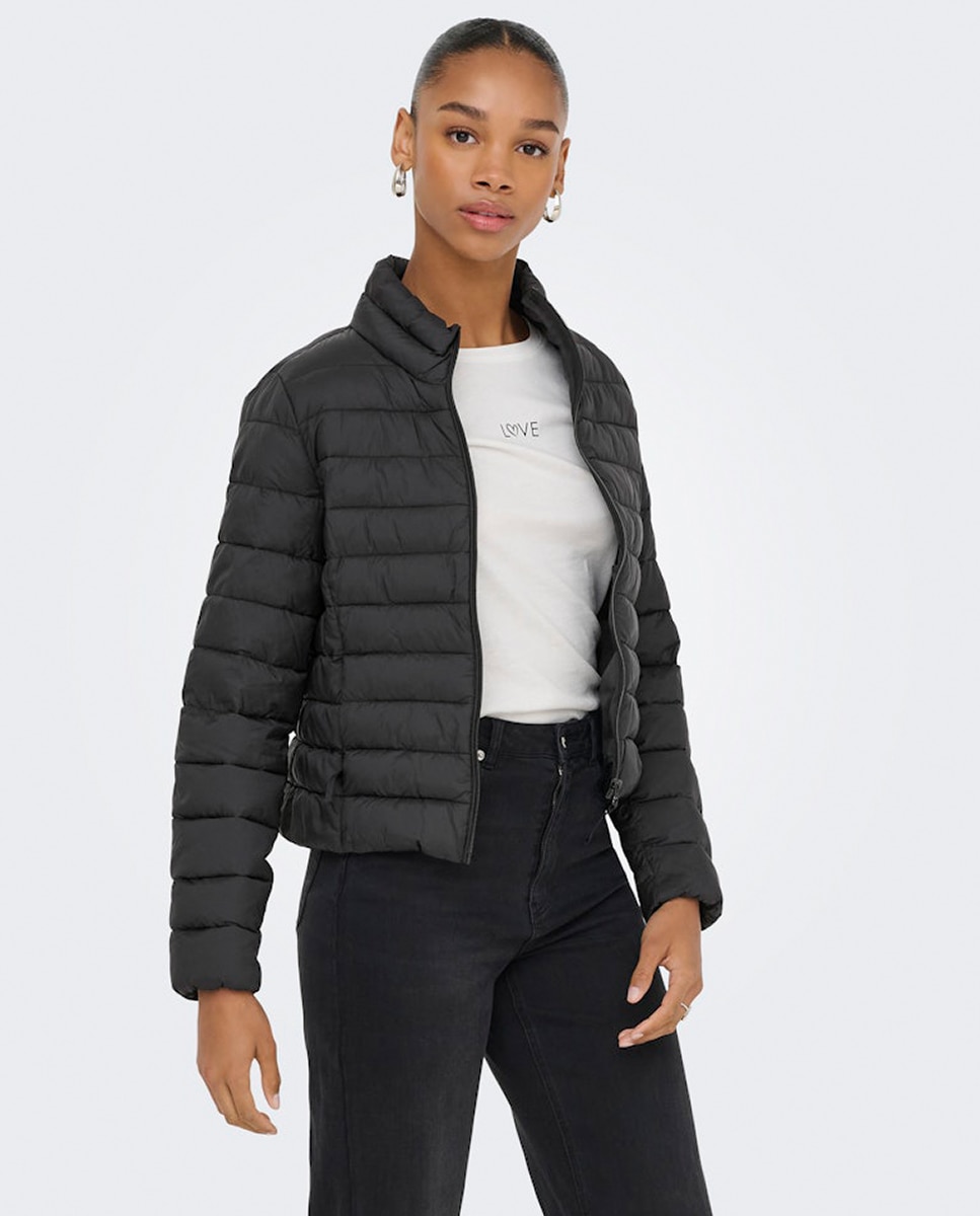 Plumífero ligero de mujer - Only - Gris Negro-1