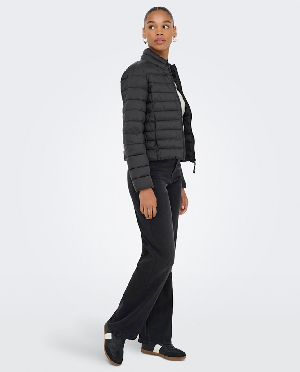 Plumífero ligero de mujer - Only - Gris Negro-3