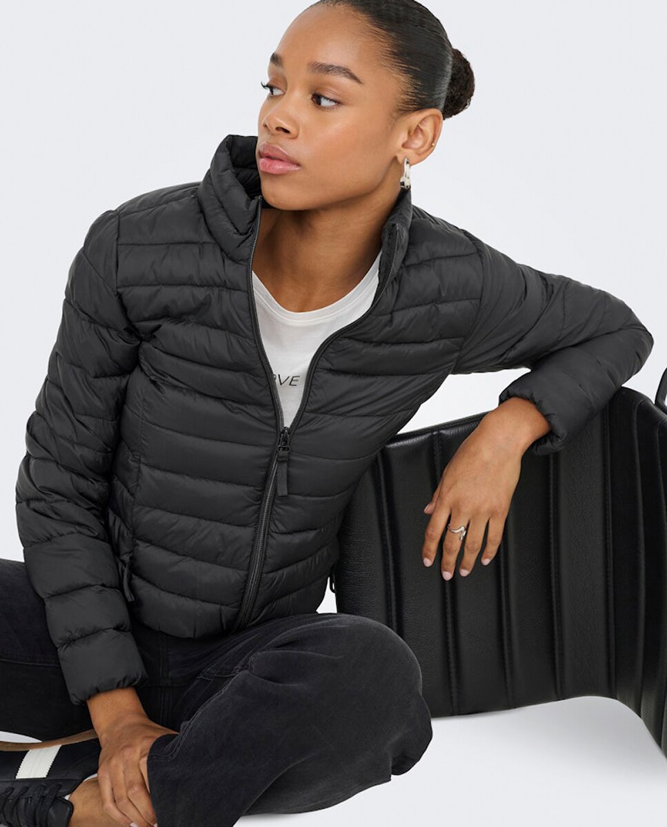 Plumífero ligero de mujer - Only - Gris Negro-6