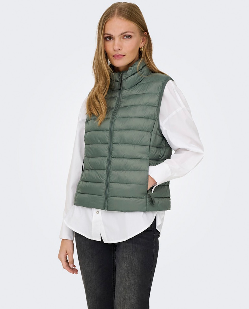 Chaqueta de mujer acolchada ligera - Only - Gris Gris-1