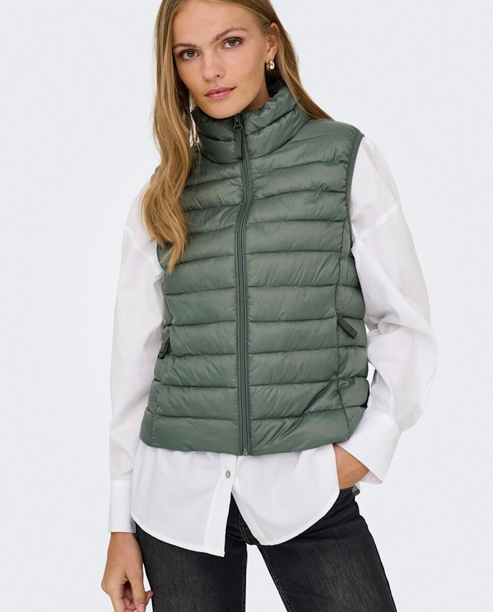 Chaqueta de mujer acolchada ligera - Only - Gris Gris-3