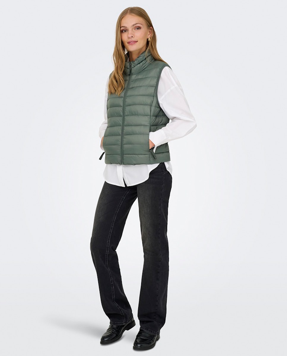 Chaqueta de mujer acolchada ligera - Only - Gris Gris-5