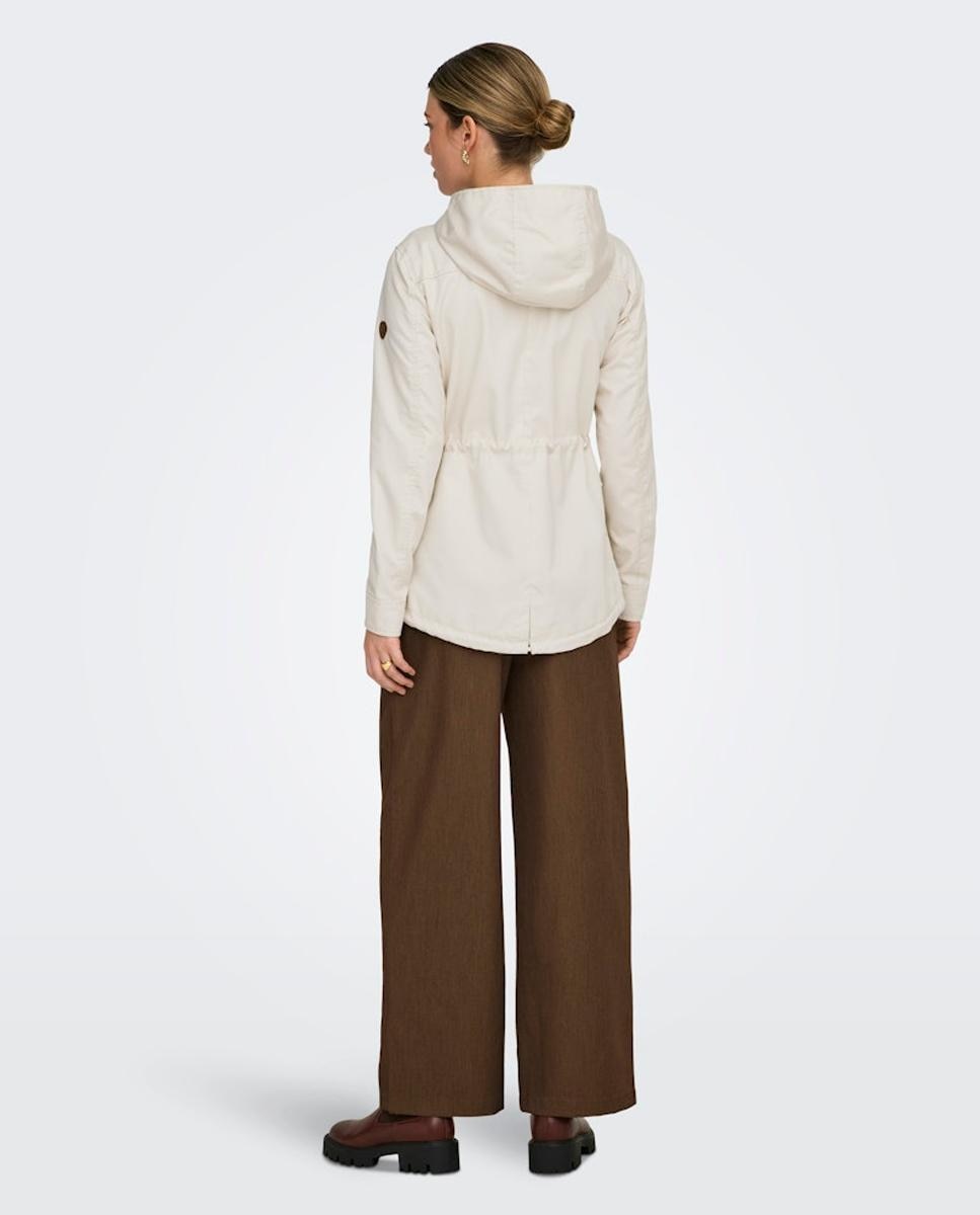 Parka com Capuz e Manga Comprida Creme-2