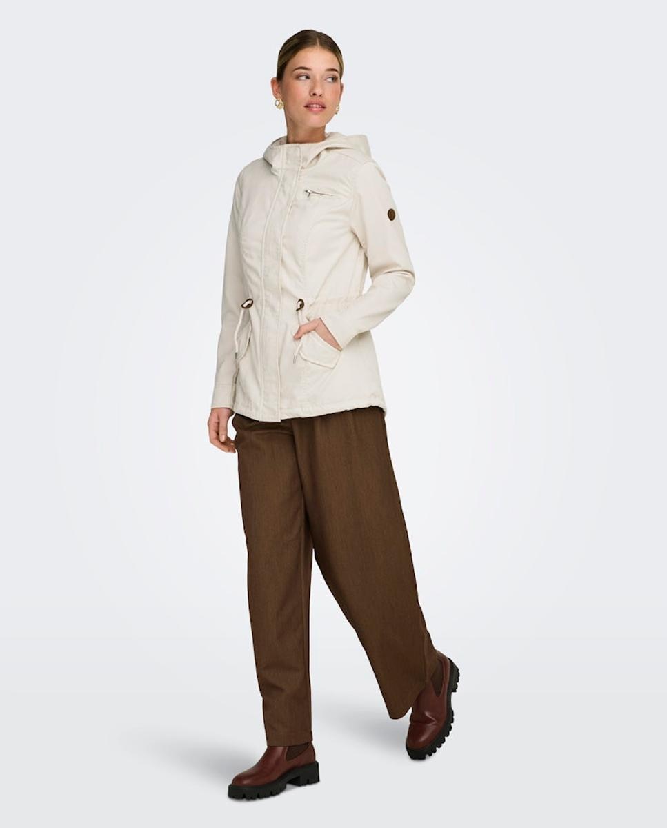 Parka com Capuz e Manga Comprida Creme-5