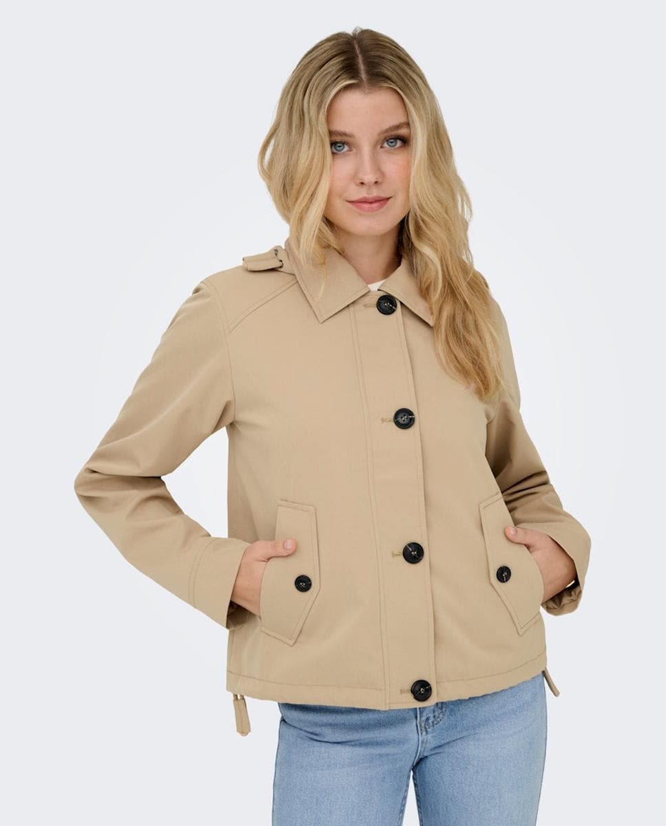 Imagen 0 de Parka corta de mujer con capucha Beige