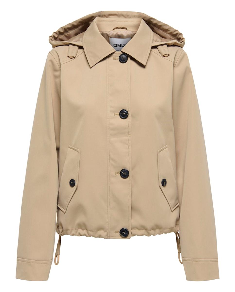 Parka curta de mulher com capuz Bege-6