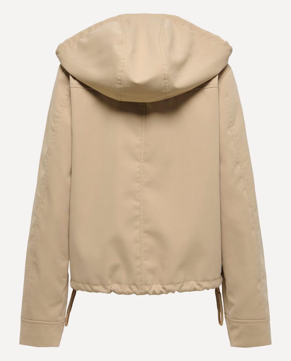 Parka curta de mulher com capuz Bege-7
