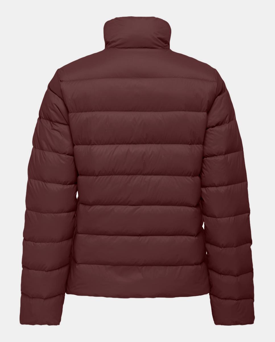 Sobretudo Acolchoado com Gola Alta Bordeaux-4