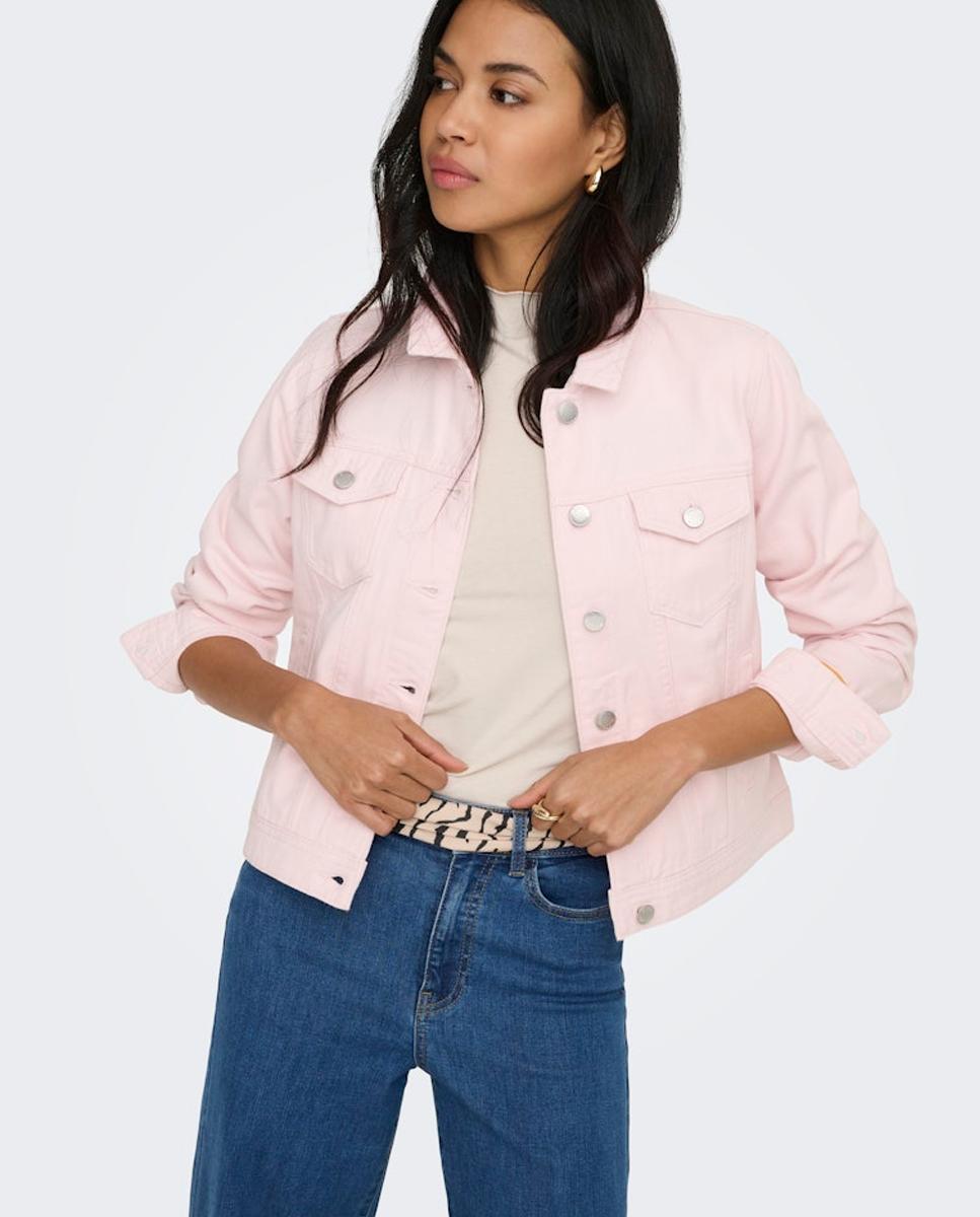 Blusão de ganga com manga comprida Rosa-claro-3