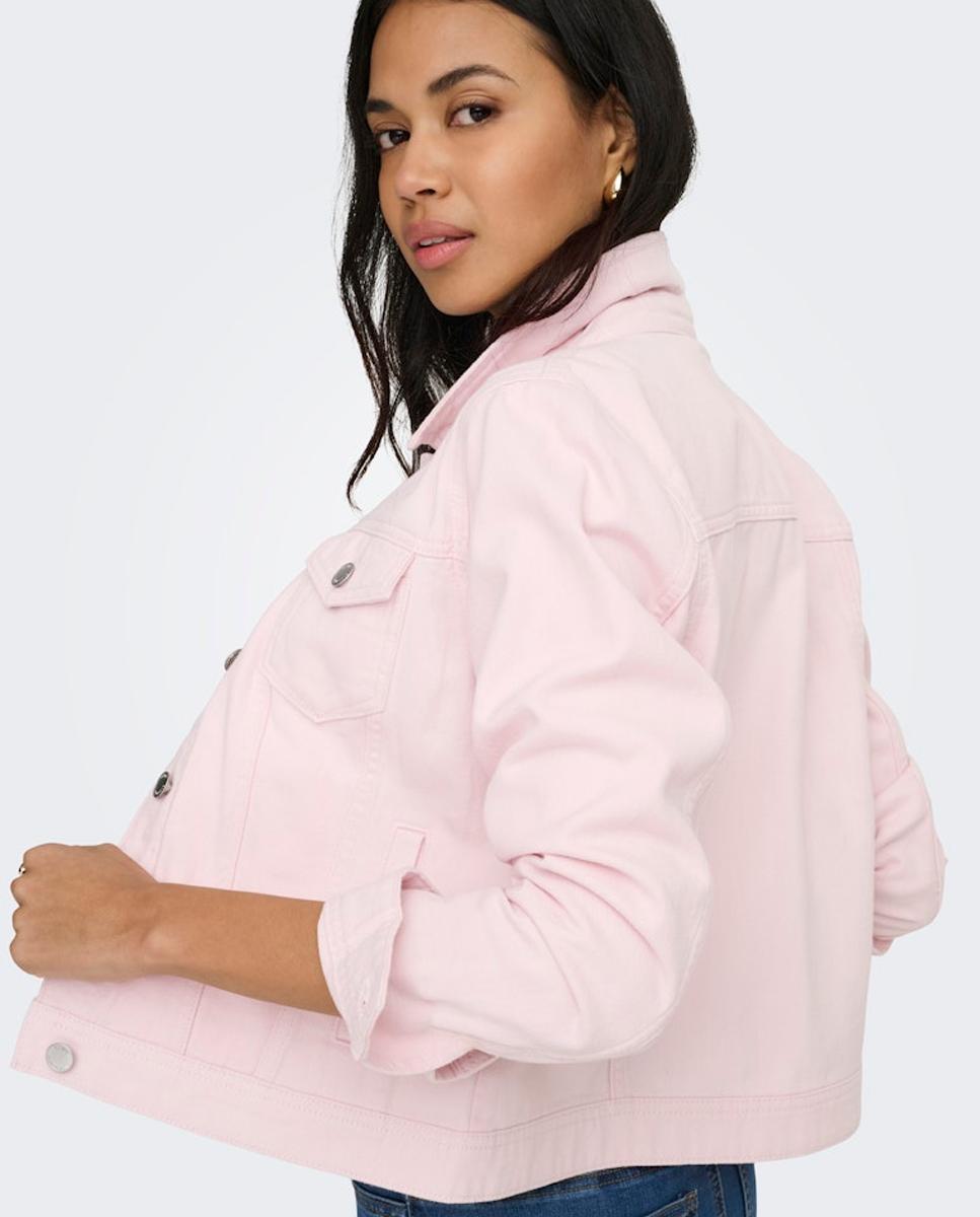 Blusão de ganga com manga comprida Rosa-claro-4