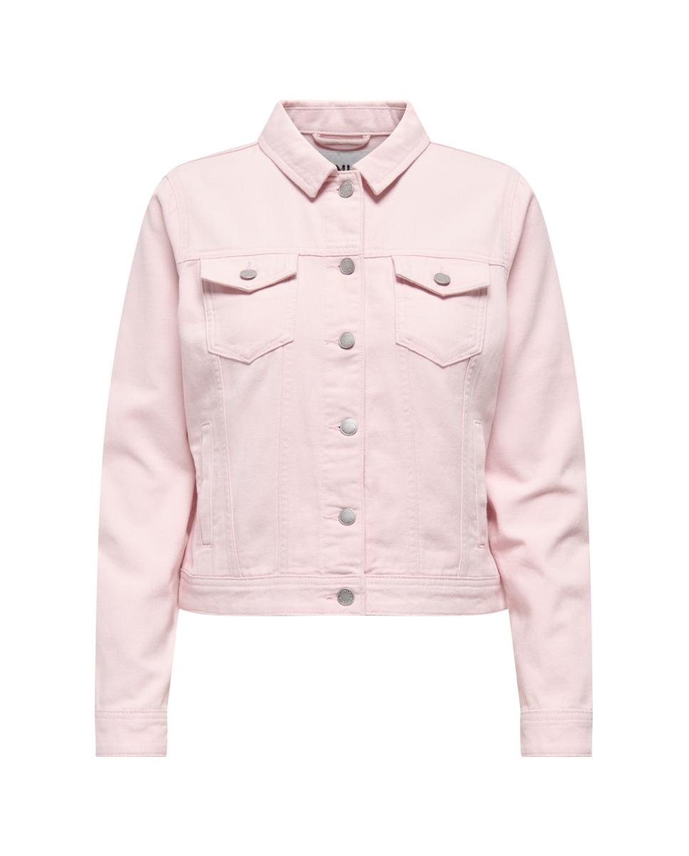 Blusão de ganga com manga comprida Rosa-claro-5