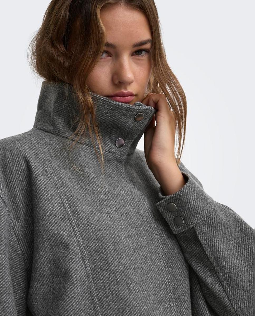 Cazadora bomber de mujer con cuello camisero y cierre de botones - Only - Gris Gris-5
