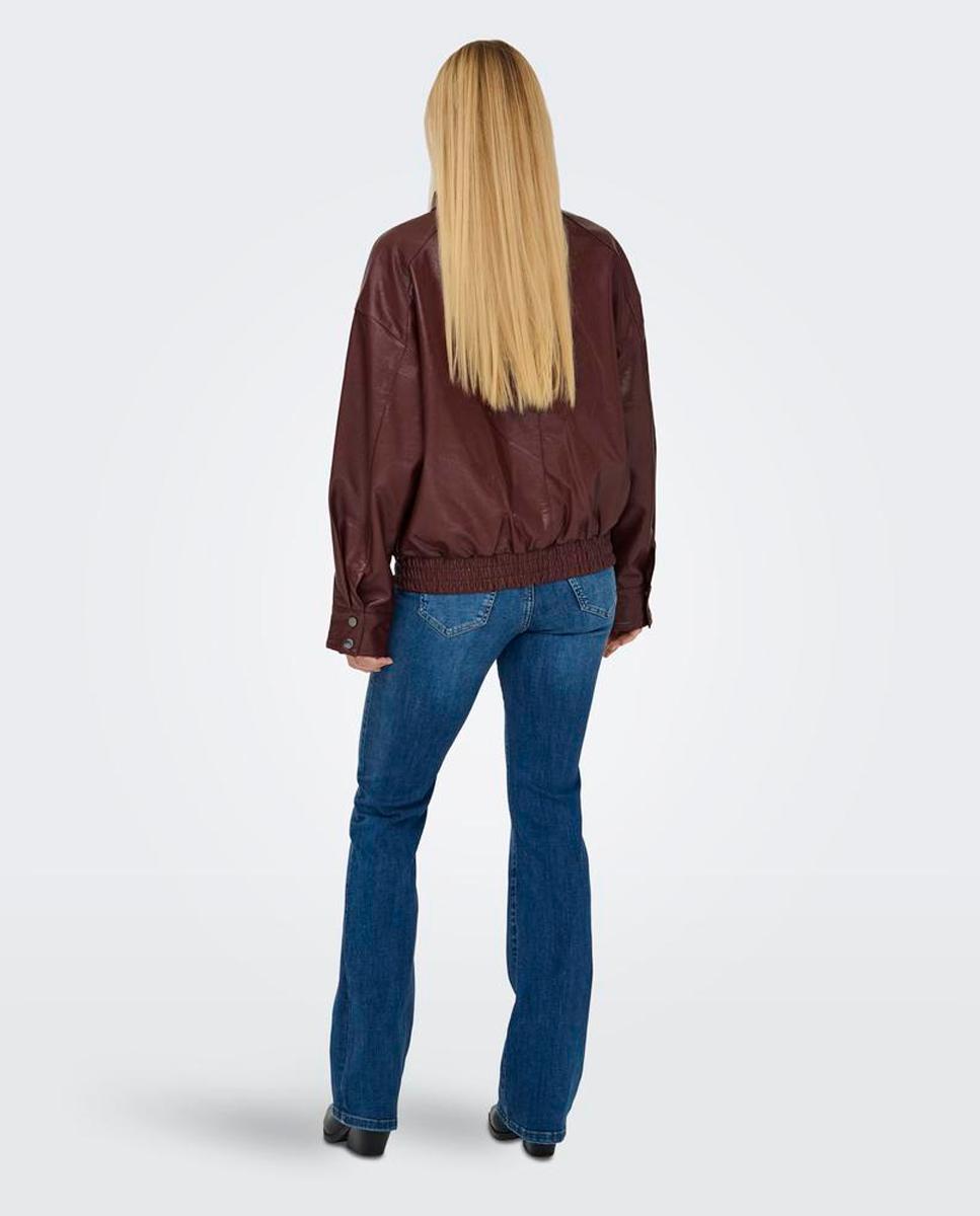 Cazadora bomber efecto piel de mujer con cierre combinado - Only - Marrón Marrón-2