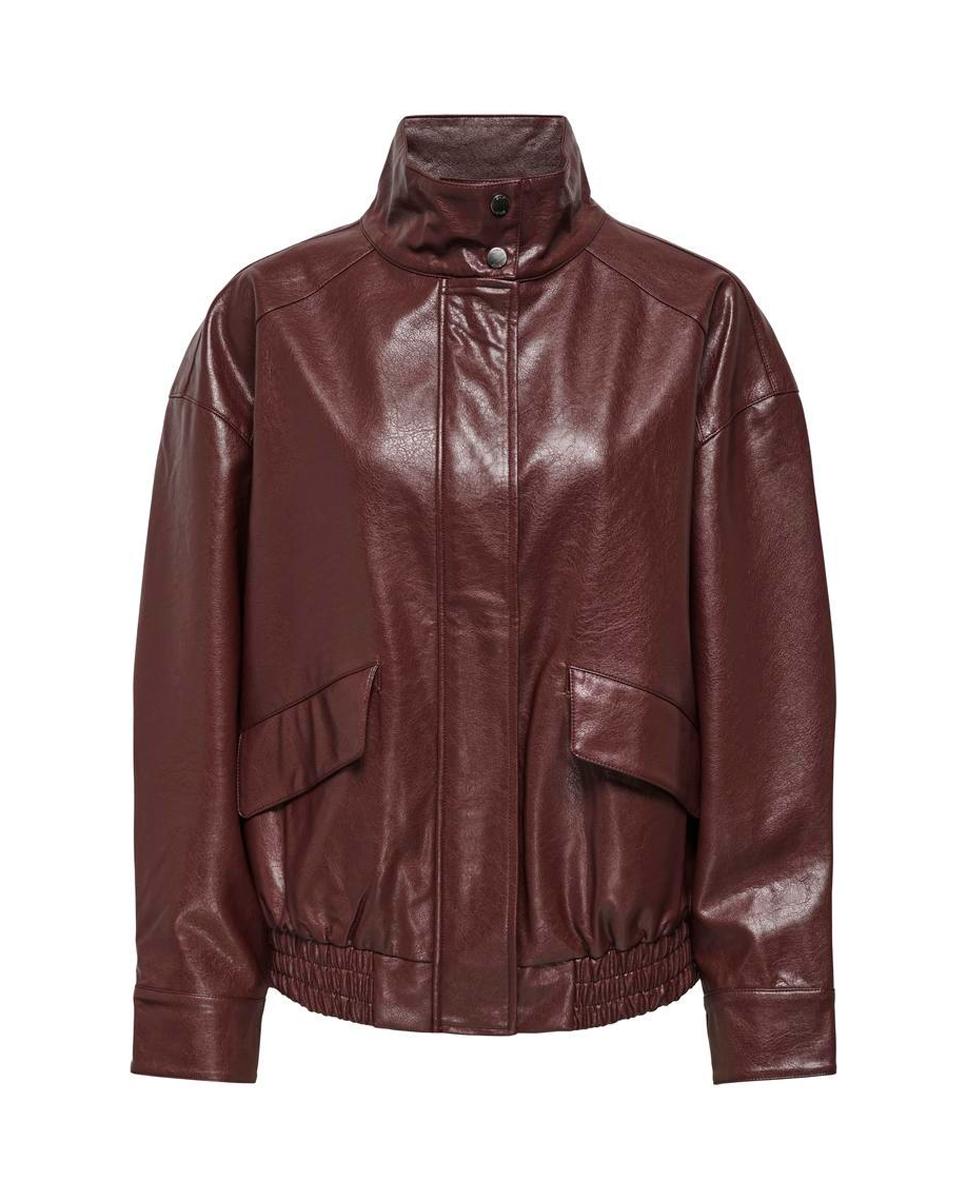 Cazadora bomber efecto piel de mujer con cierre combinado - Only - Marrón Marrón-6