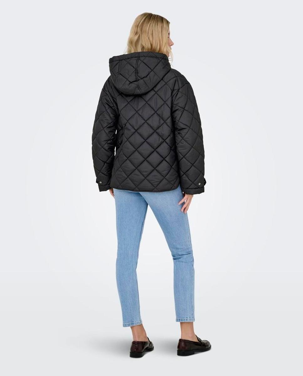 Chaqueta acolchada de mujer con capucha y cierre de botones - Only - Negro Negro-2