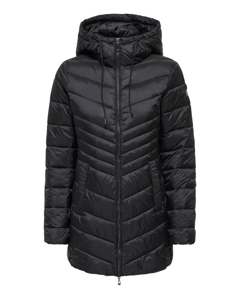 Sobretudo acolchoado de mulher com capuz Preto-6