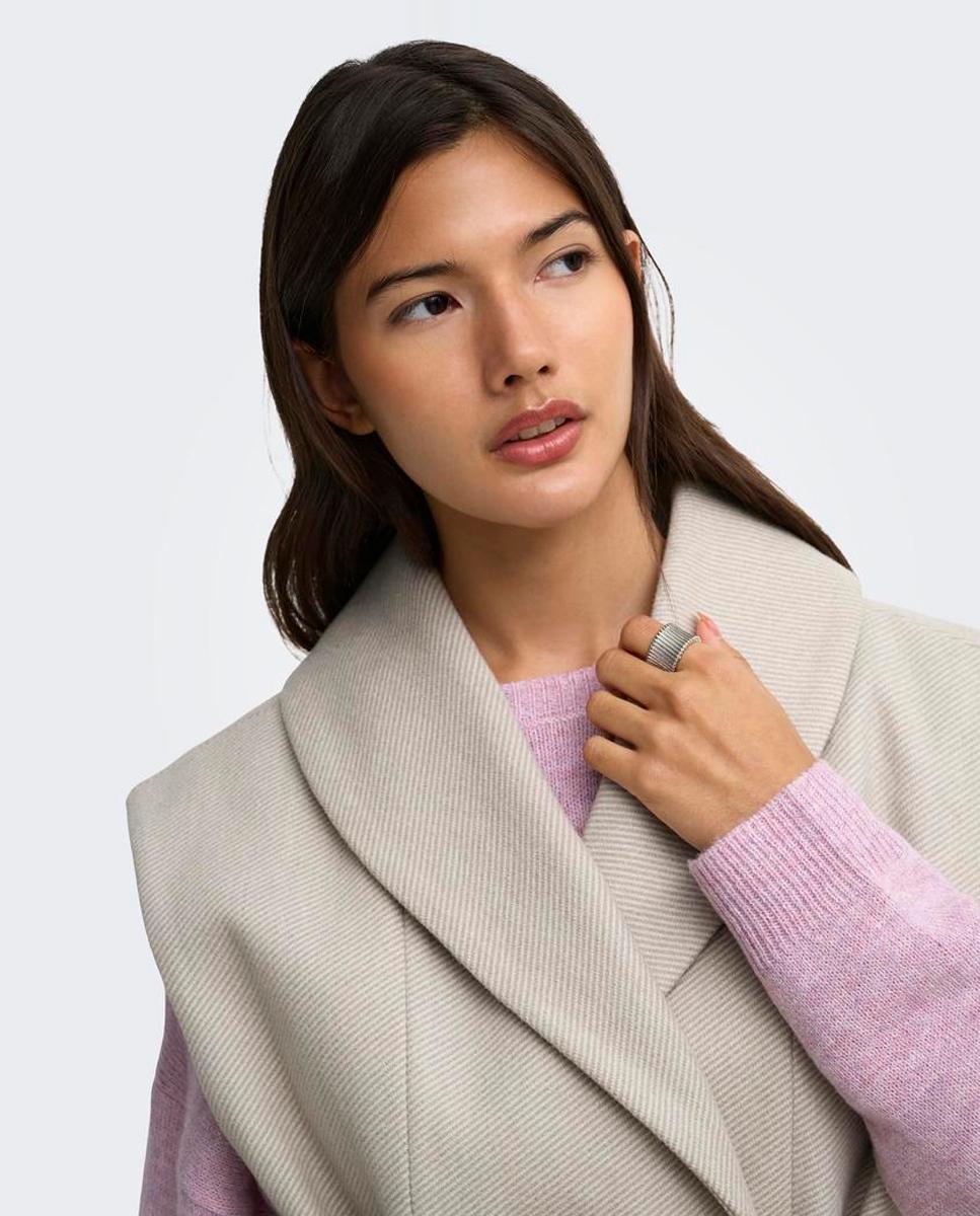 Chaleco de mujer de paño con cinturón - Only - Beige Beige-5