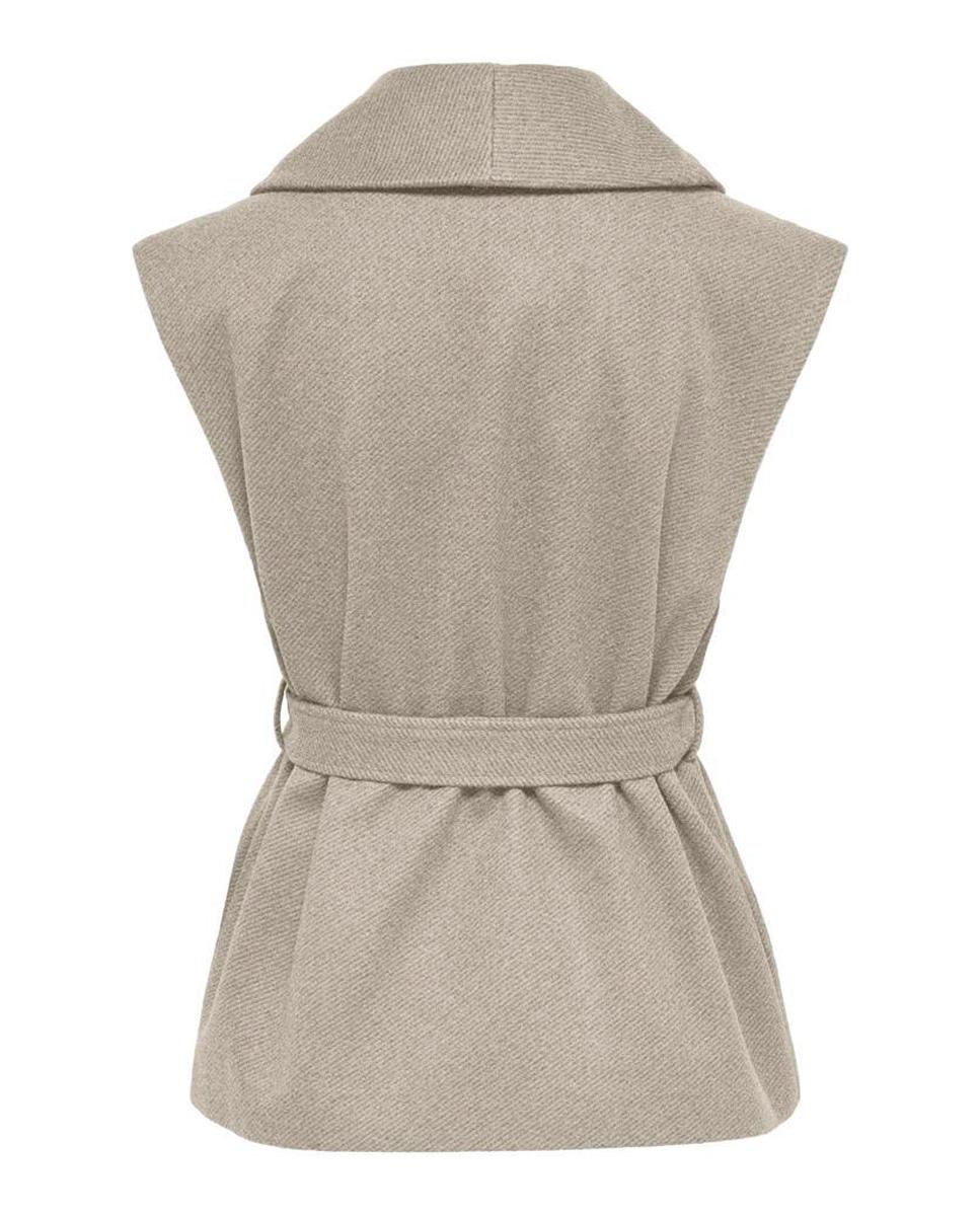 Chaleco de mujer de paño con cinturón - Only - Beige Beige-7