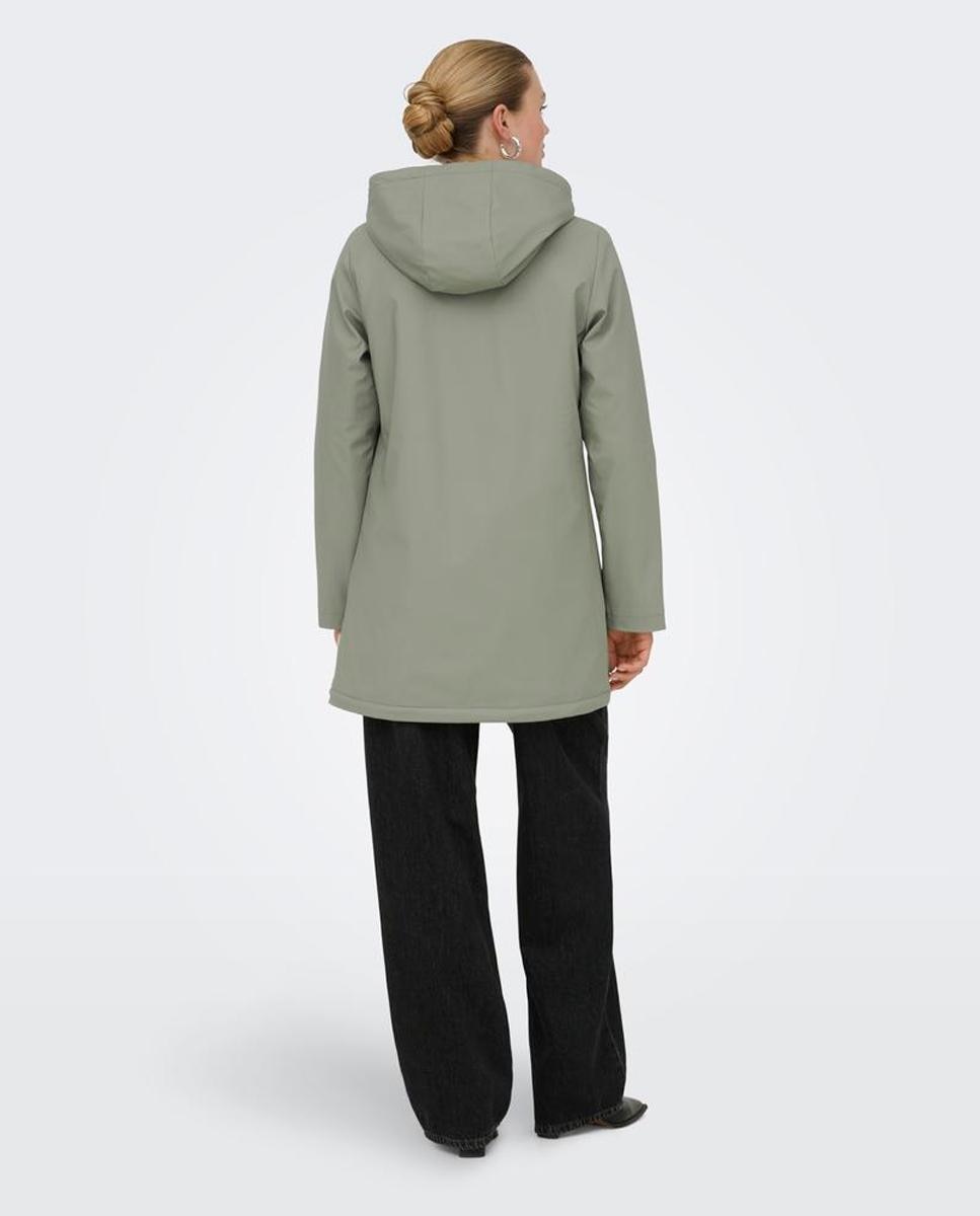 Chubasquero de mujer con forro y capucha - Only - Verde Verde-2