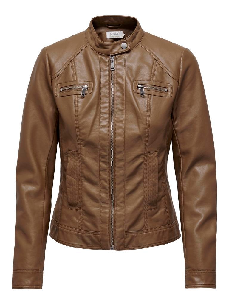 Cazadora biker de mujer de polipiel - Only - Marrón Marrón-5