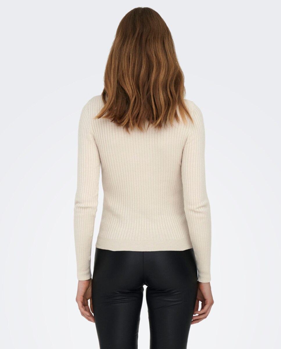 Camisola de malha com gola alta e canelado Branco-gelo-2