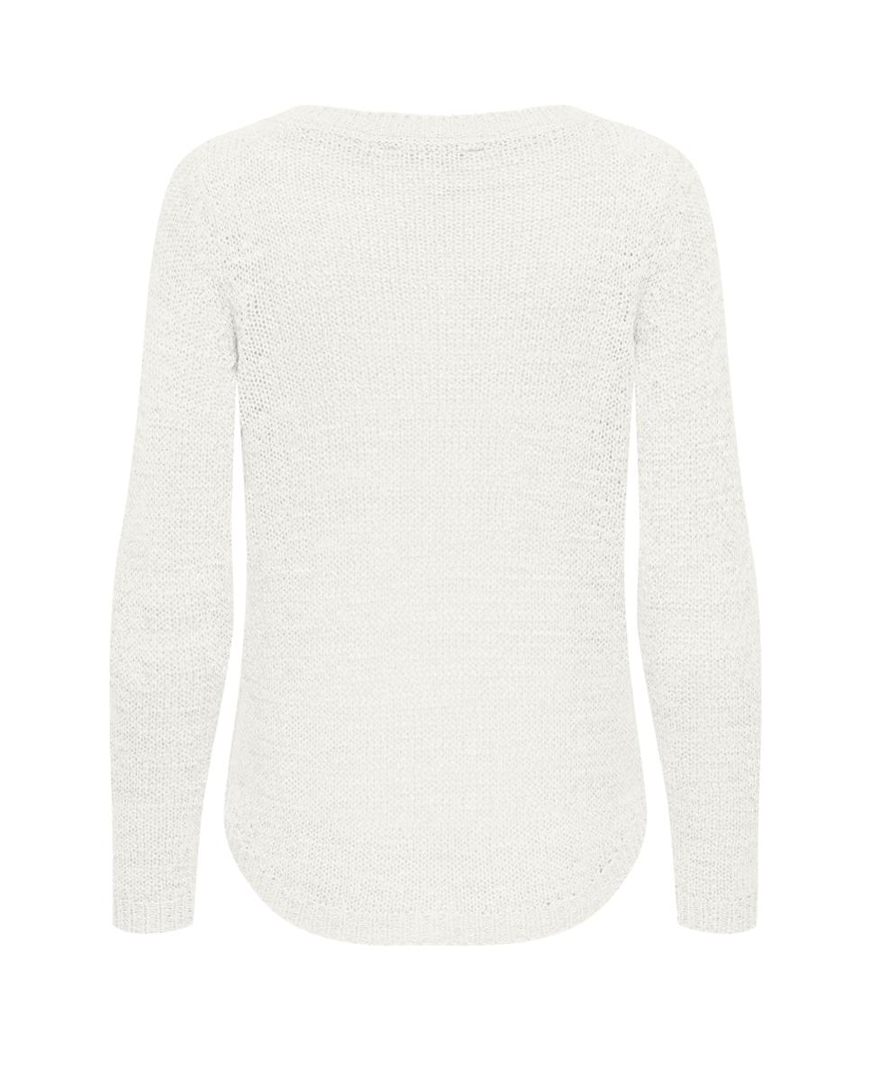 Camisola de malha de mulher com manga comprida e decote redondo Branco-4