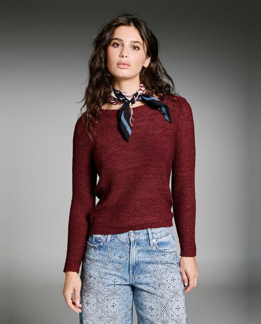 Imagem 0 de Camisola de malha de mulher com manga comprida e decote redondo