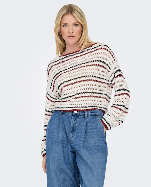 Imagen 0 de Jersey de mujer con escote pico y rayas