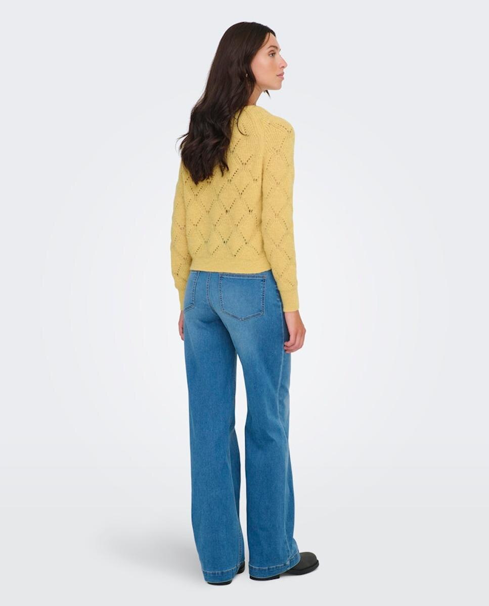 Camisola de malha de mulher com manga comprida e decote redondo Cinzento-2