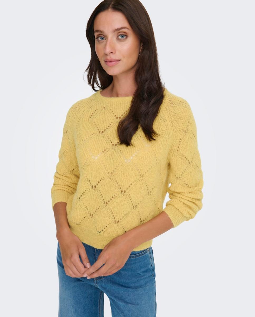 Camisola de malha de mulher com manga comprida e decote redondo Cinzento-4