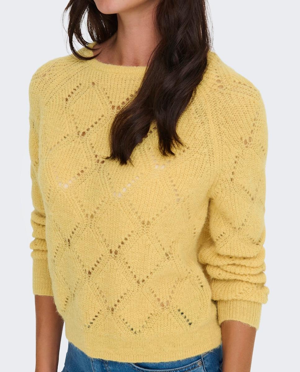 Camisola de malha de mulher com manga comprida e decote redondo Cinzento-5