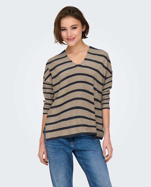 Imagem 0 de Camisola de Malha às Riscas de Manga Comprida