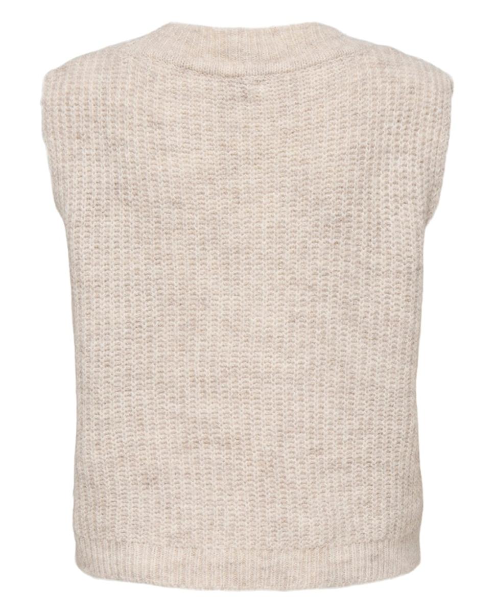 Colete com Decote em Bico Creme-7