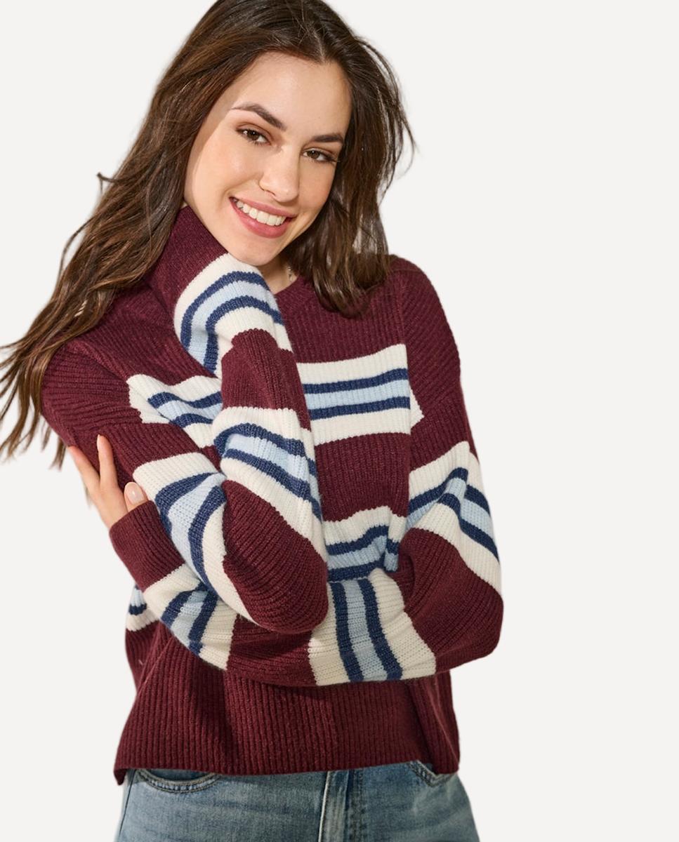Only - Jersey estampado de mujer de manga larga y cuello redondo.
