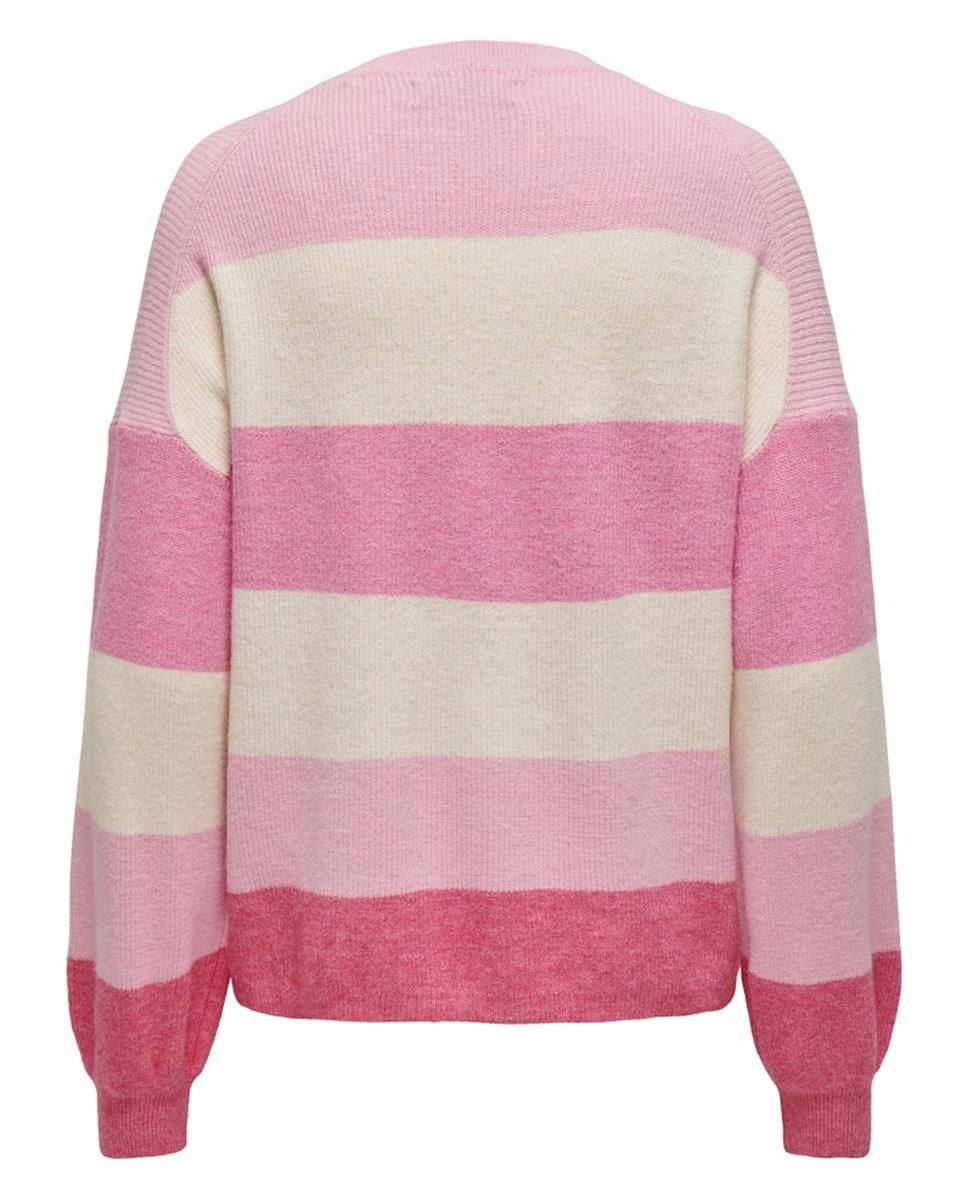 Camisola de Malha com Decote Redondo e Manga com Pregas Rosa-5