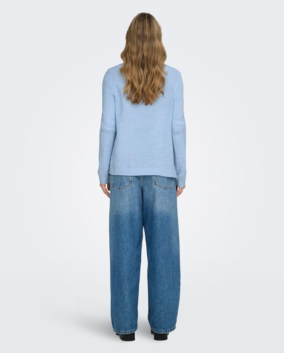 Cardigan Aberto com Manga Comprida Azul-claro-4