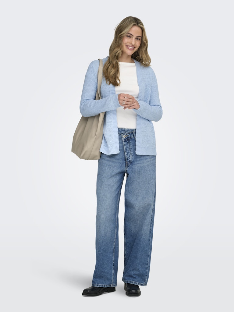 Cardigan Aberto com Manga Comprida Azul-claro-7