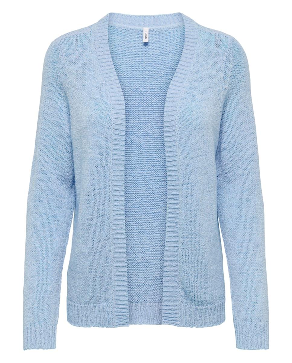 Cardigan Aberto com Manga Comprida Azul-claro-5