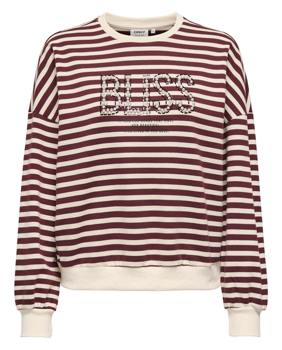 Sweatshirt de Manga Comprida Estampada Bordeaux-5