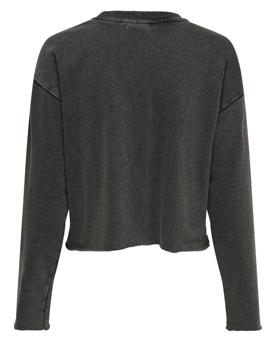 Sweatshirt Estampada com Decote Redondo Preto-6