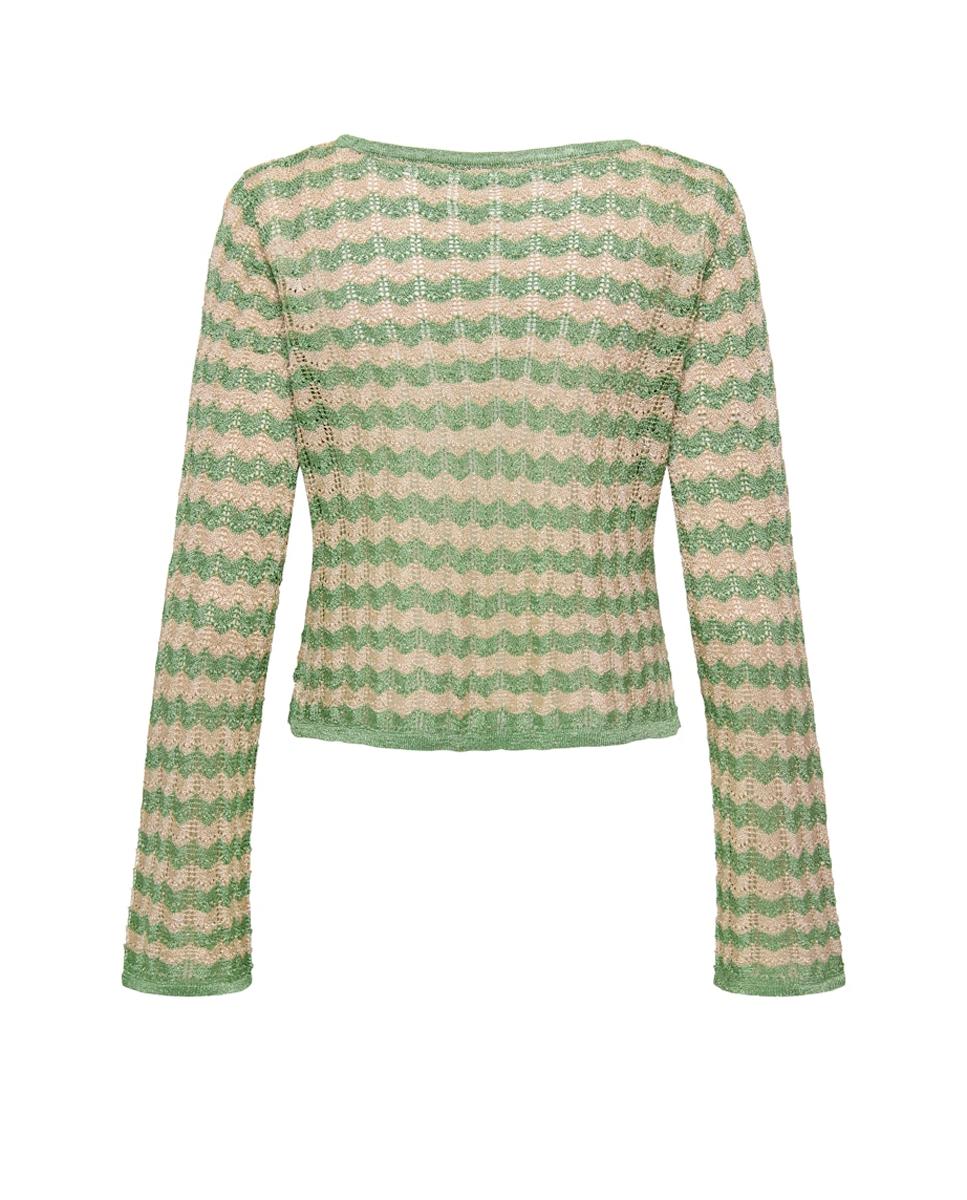 Camisola de malha estampada com manga comprida Verde-6