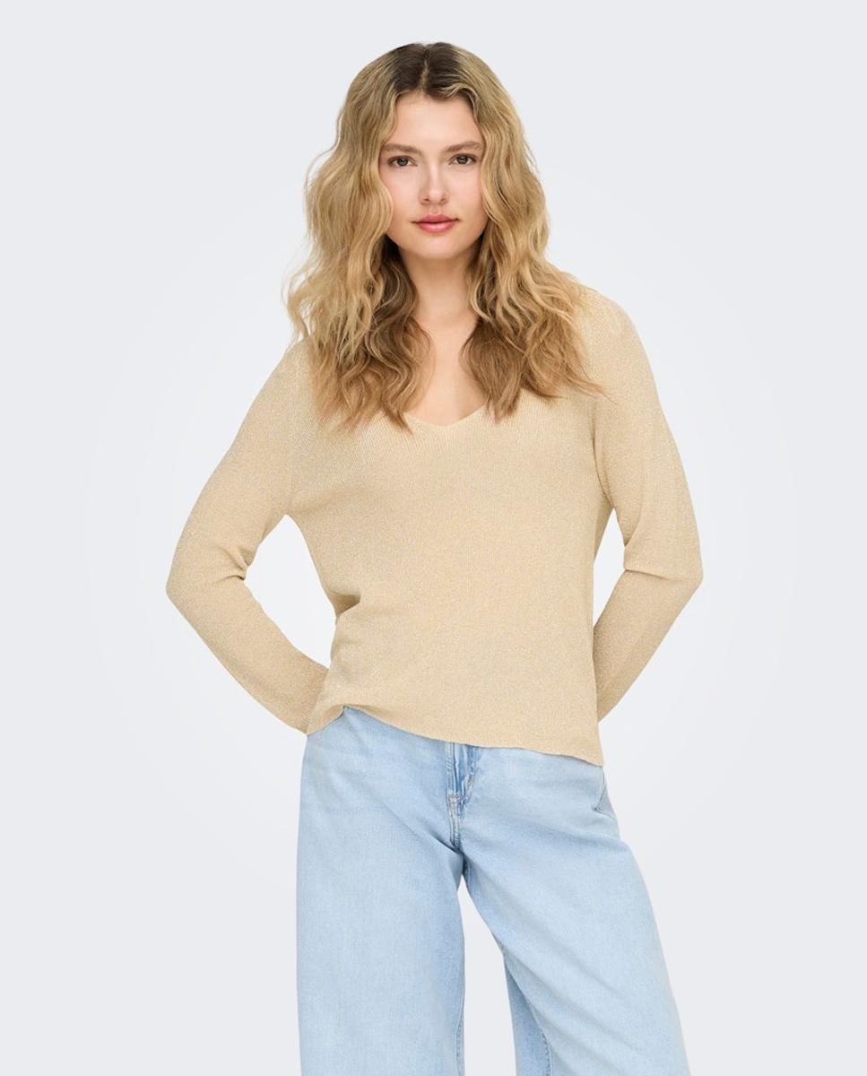 Only - Jersey de mujer básico con cuello pico.