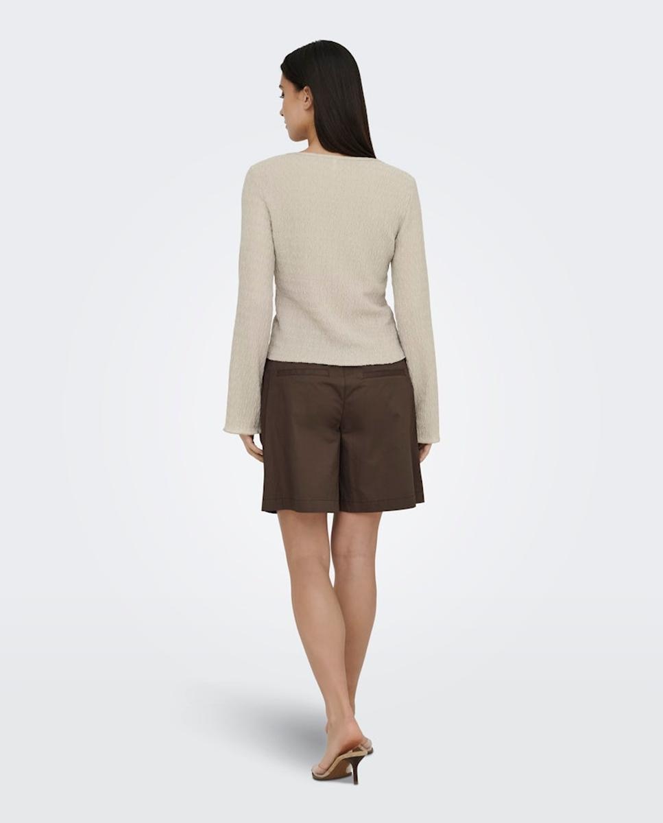 Cardigan com manga comprida Bege-3