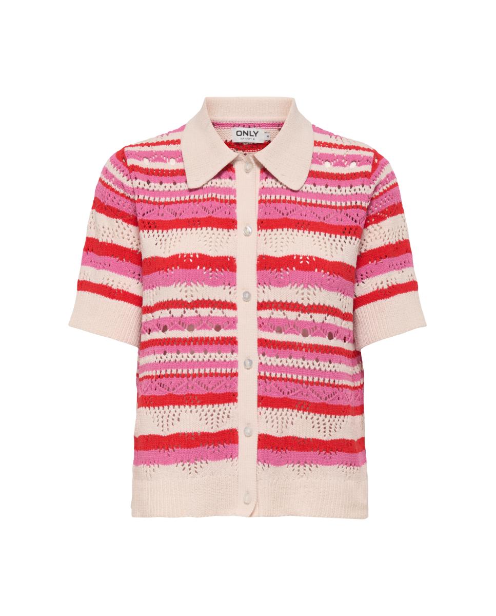 Polo de Malha com Estampado Rosa-3