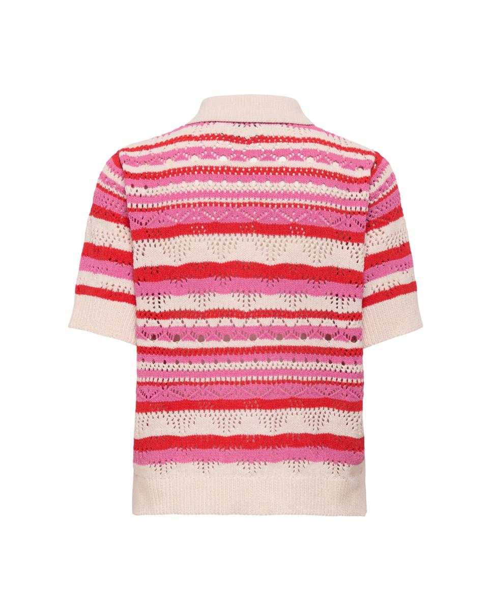 Polo de Malha com Estampado Rosa-4