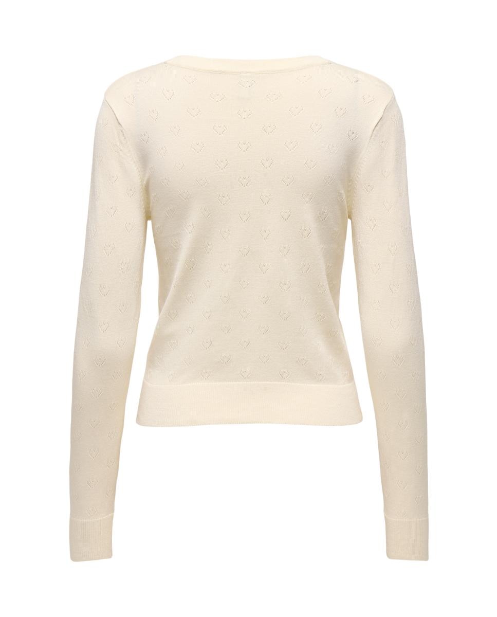 Cardigan de Manga Comprida e Decote em Bico Bege-2