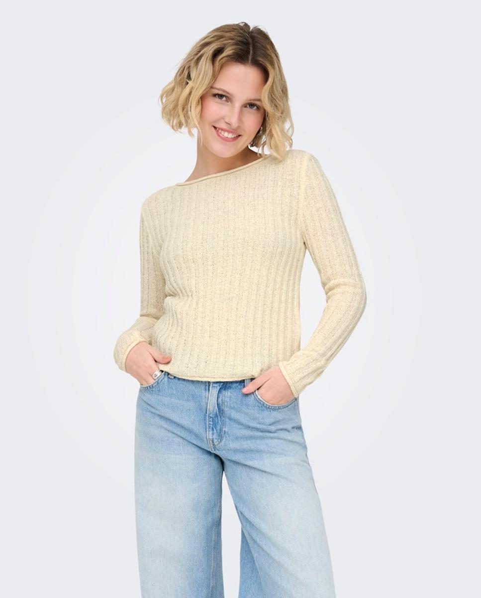 Imagem 0 de Camisola de malha de mulher com manga comprida e decote redondo
