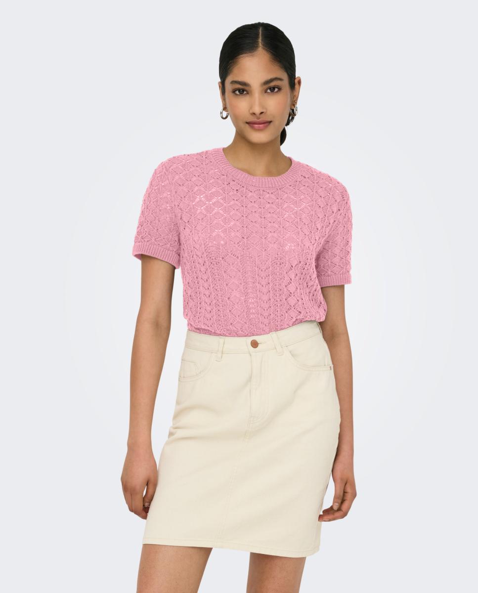 Imagem 0 de Top de Crochet Curto com Manga Curta